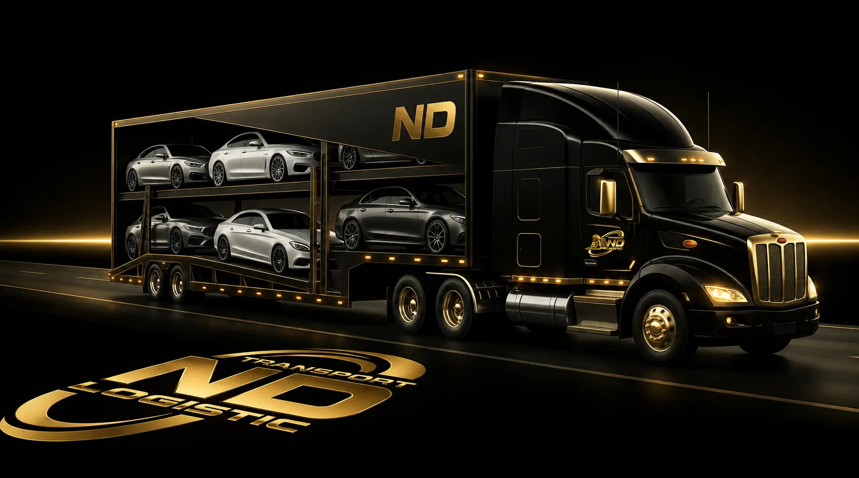 Madrina premium Transport ND Logistic trasladando vehículos en carretera